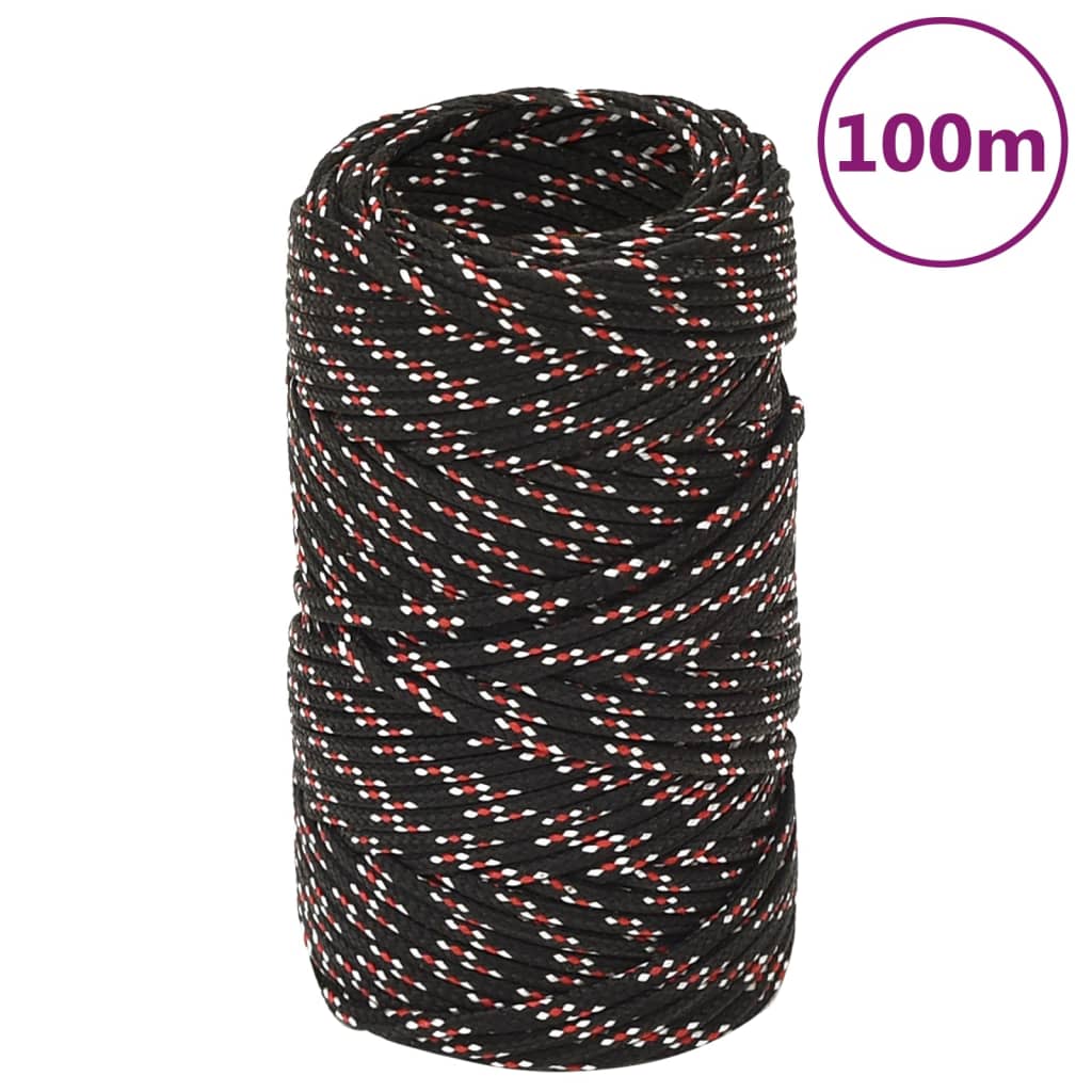 vidaXL Frânghie de barcă, negru, 2 mm, 100 m, polipropilenă