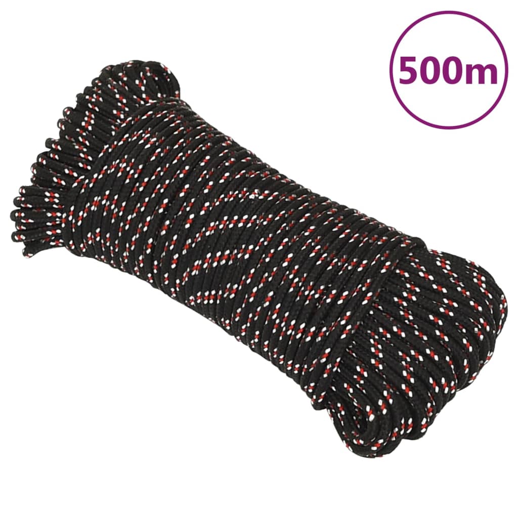 vidaXL Frânghie de barcă, negru, 3 mm, 500 m, polipropilenă