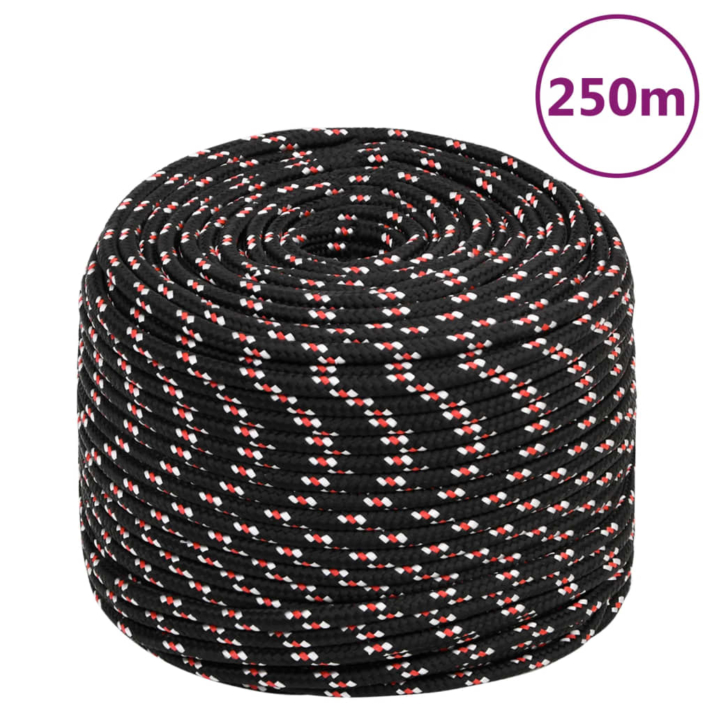 vidaXL Frânghie de barcă, negru, 6 mm, 250 m, polipropilenă