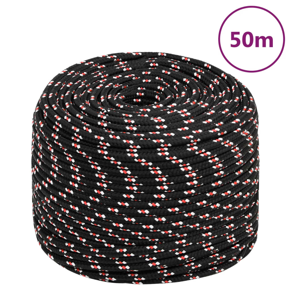 vidaXL Boat Rope Black 8 mm 50 m Polypropylene