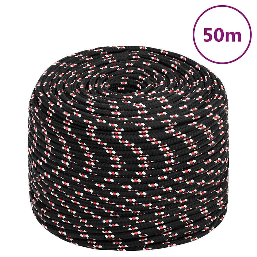 vidaXL Lodní lano černé 8 mm 50 m polypropylen