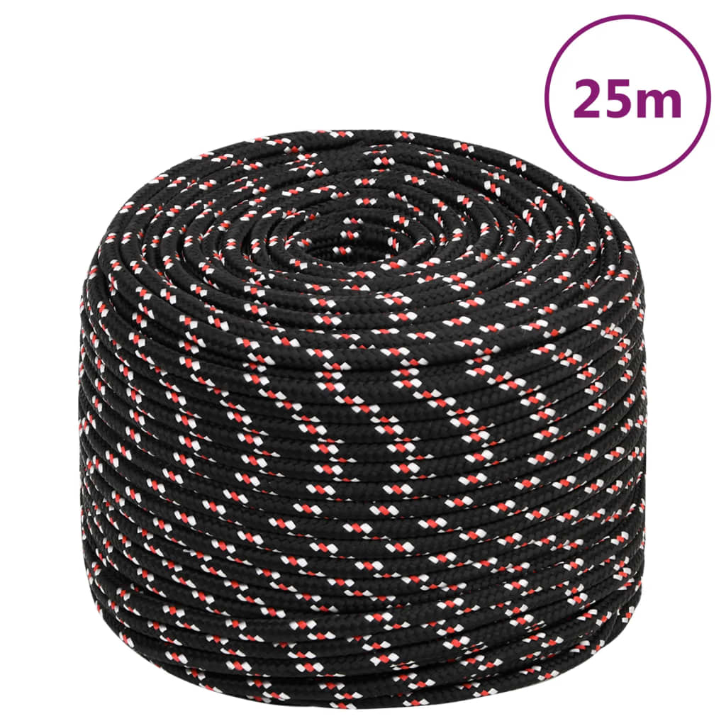 vidaXL Frânghie de barcă, negru, 10 mm, 25 m, polipropilenă