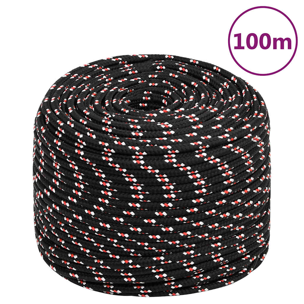 vidaXL Lodní lano černé 10 mm 100 m polypropylen