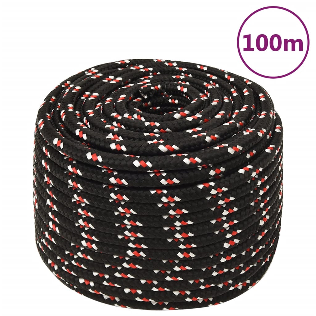 Corde de bateau Noir 12 mm 100 m Polypropylène