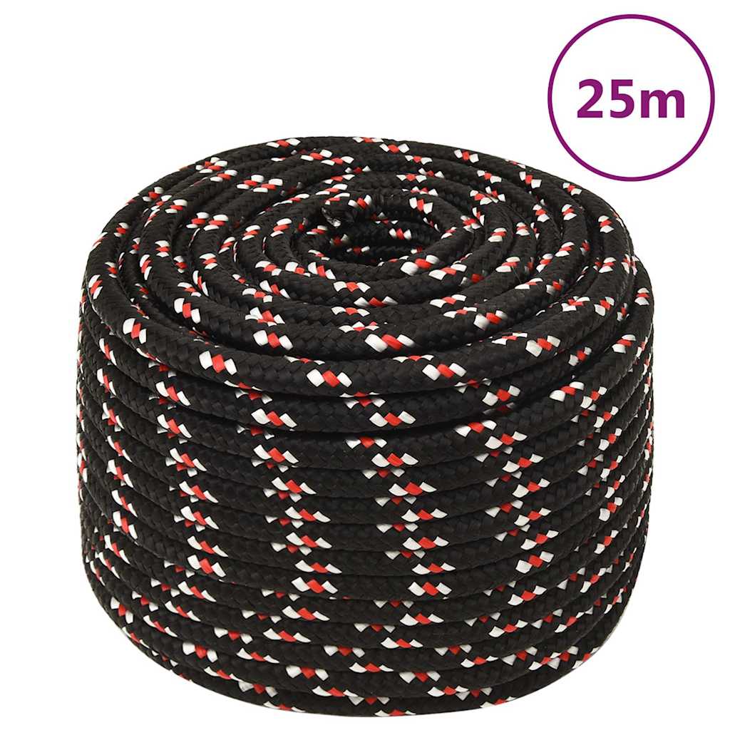 vidaXL Lodní lano černé 14 mm 25 m polypropylen