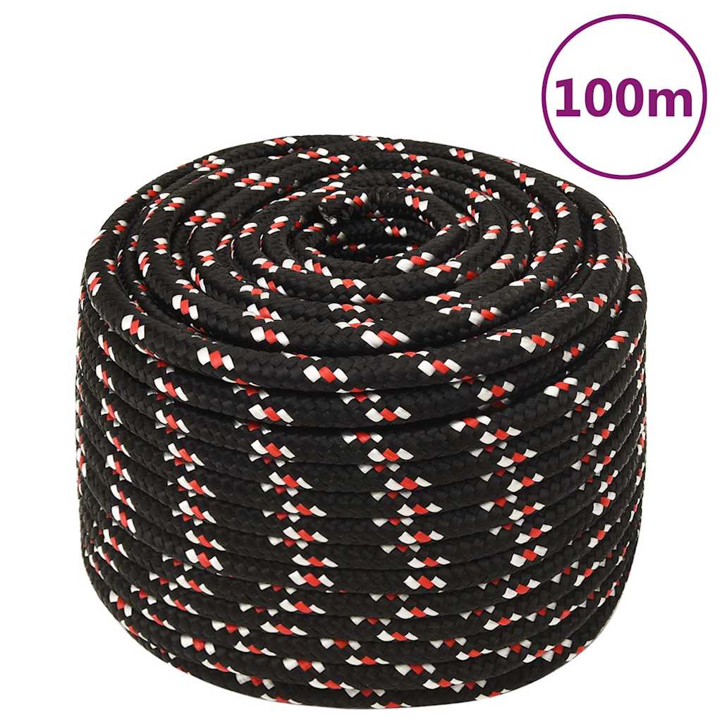 vidaXL Lodní lano černé 14 mm 100 m polypropylen
