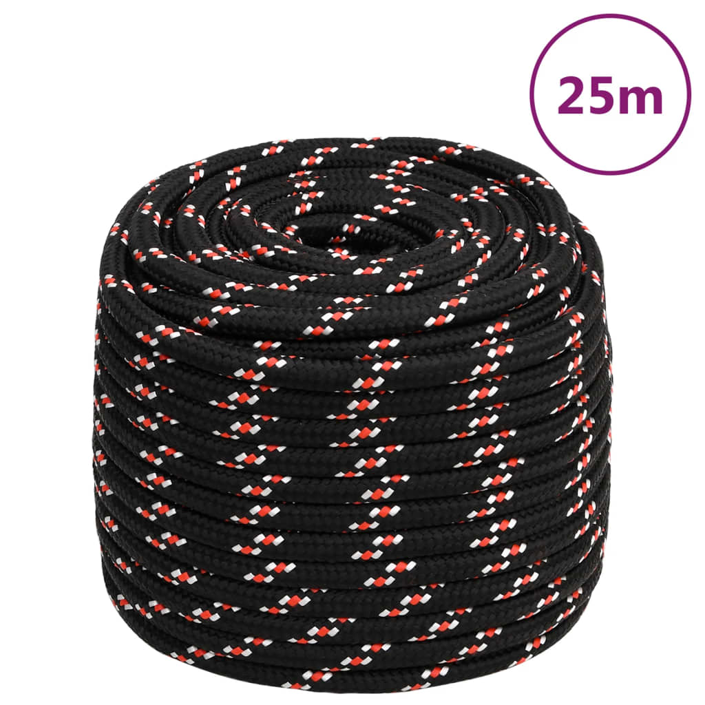 vidaXL Frânghie de barcă, negru, 18 mm, 25 m, polipropilenă