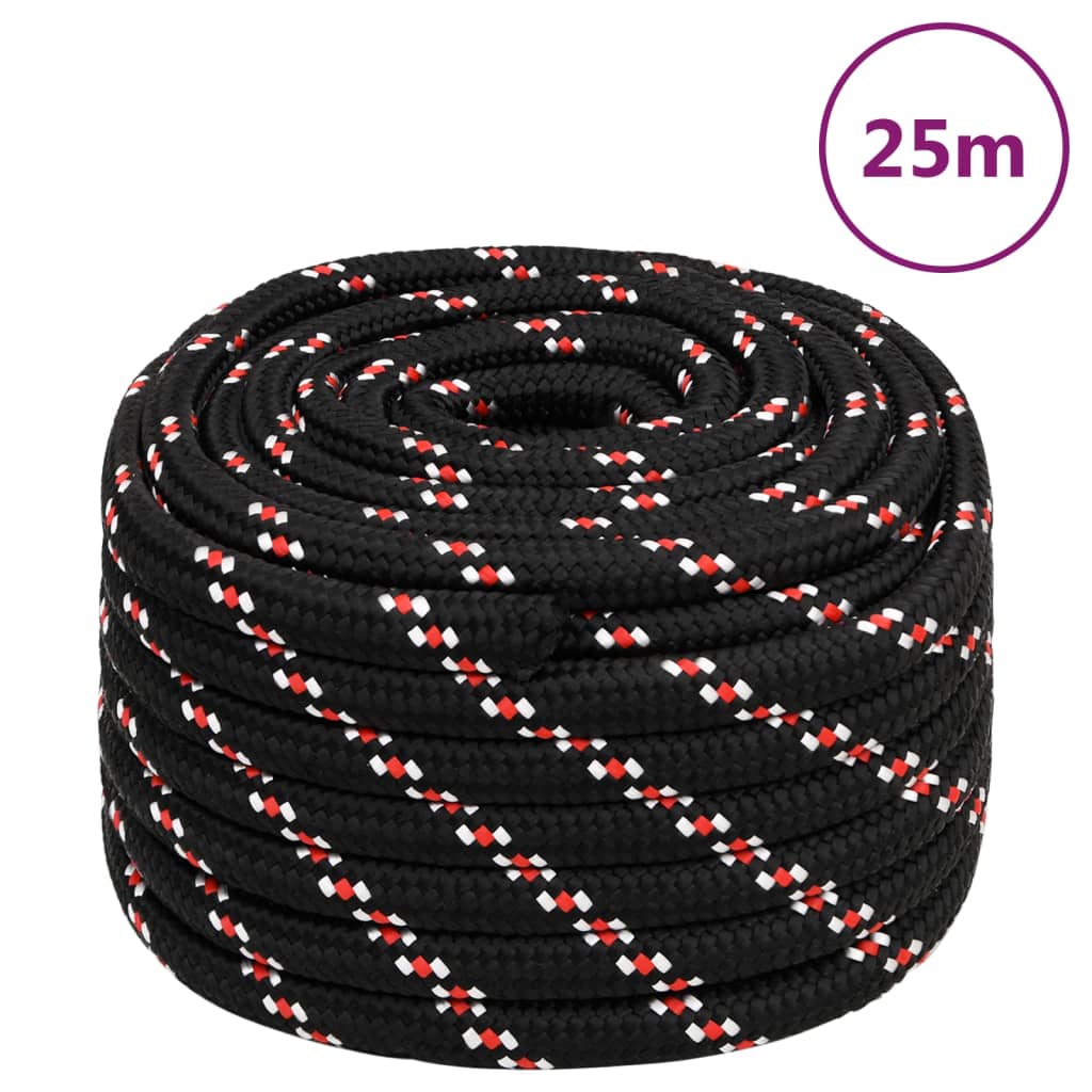 vidaXL Frânghie de barcă, negru, 20 mm, 25 m, polipropilenă