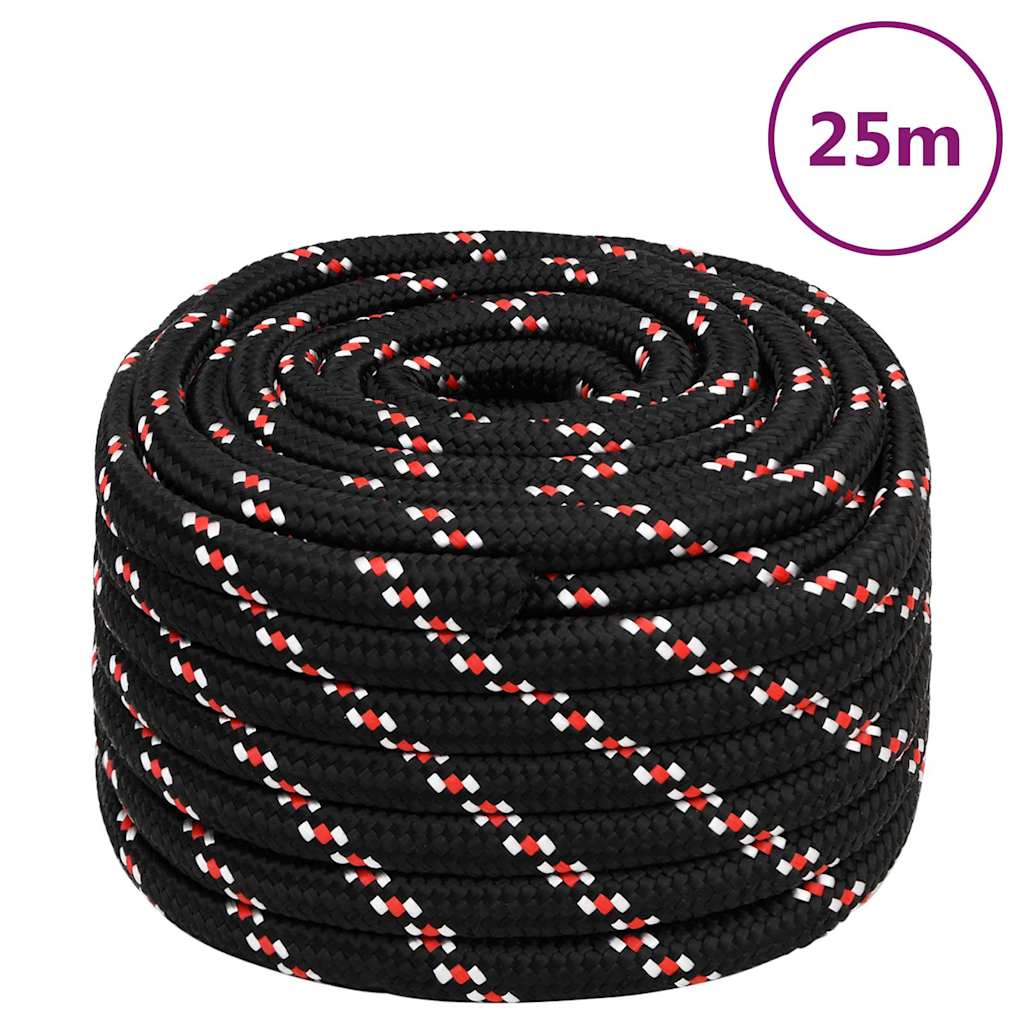 vidaXL Lodní lano černé 20 mm 25 m polypropylen