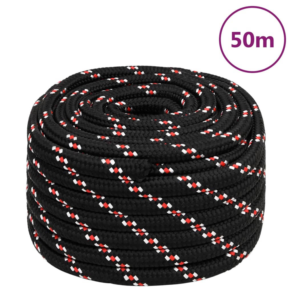 vidaXL Lodní lano černé 20 mm 50 m polypropylen