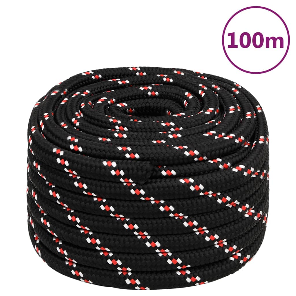 vidaXL Lodní lano černé 20 mm 100 m polypropylen