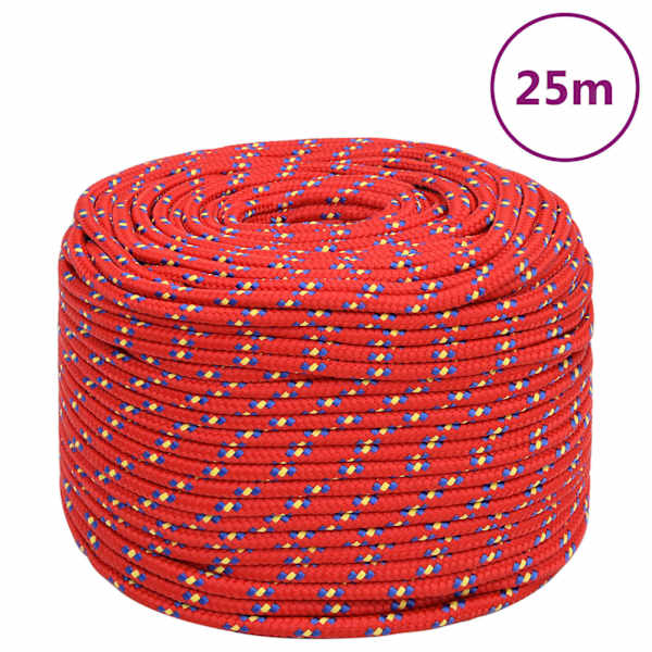 vidaXL paadik&ouml;is, punane, 10 mm, 25 m, pol&uuml;prop&uuml;leen