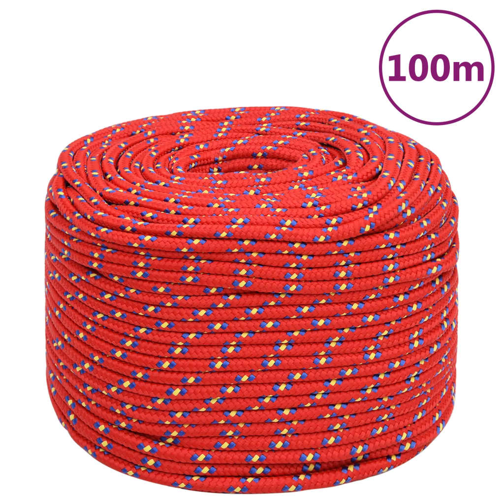 vidaXL Frânghie de barcă, roșu, 10 mm, 100 m, polipropilenă