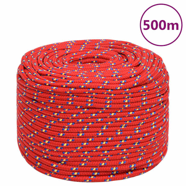 vidaXL paadik&ouml;is, punane, 10 mm, 500 m, pol&uuml;prop&uuml;leen