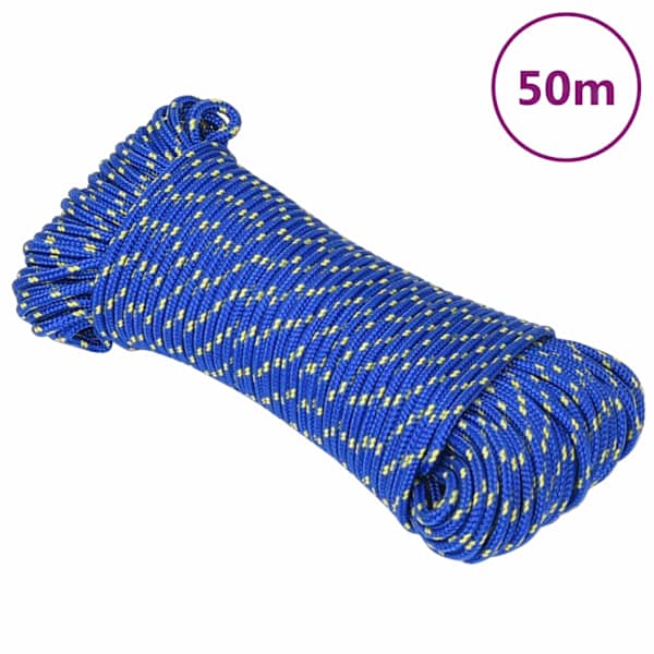 vidaXL paadik&ouml;is, sinine, 4 mm, 50 m, pol&uuml;prop&uuml;leen
