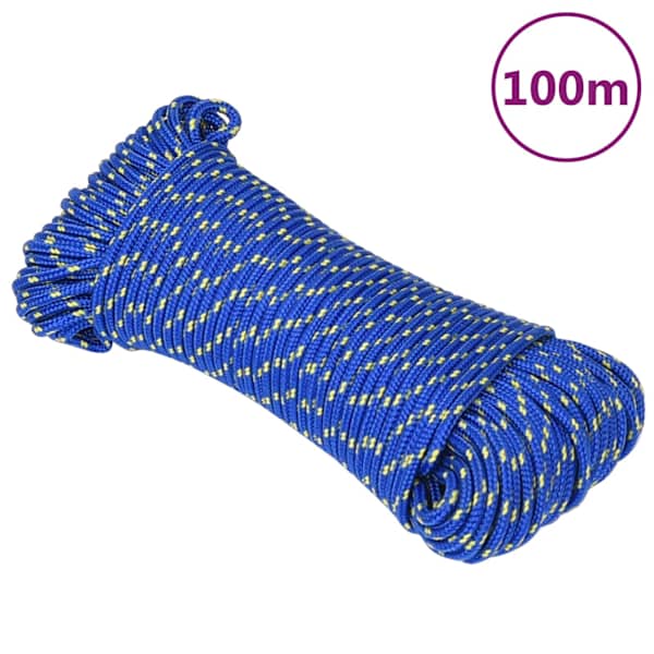 vidaXL paadik&ouml;is, sinine, 4 mm, 100 m, pol&uuml;prop&uuml;leen
