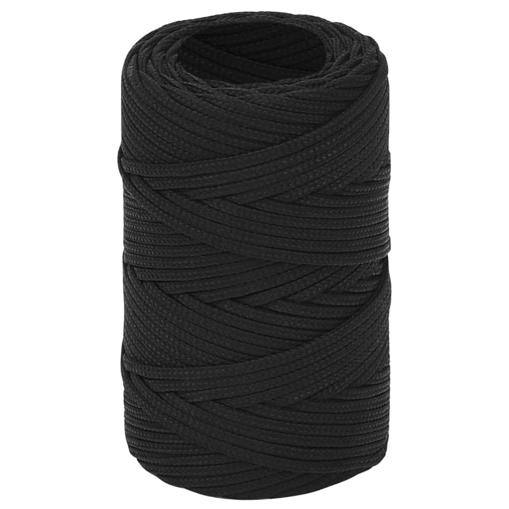 vidaXL Veneköysi täysmusta 2 mm 500 m polypropeeni