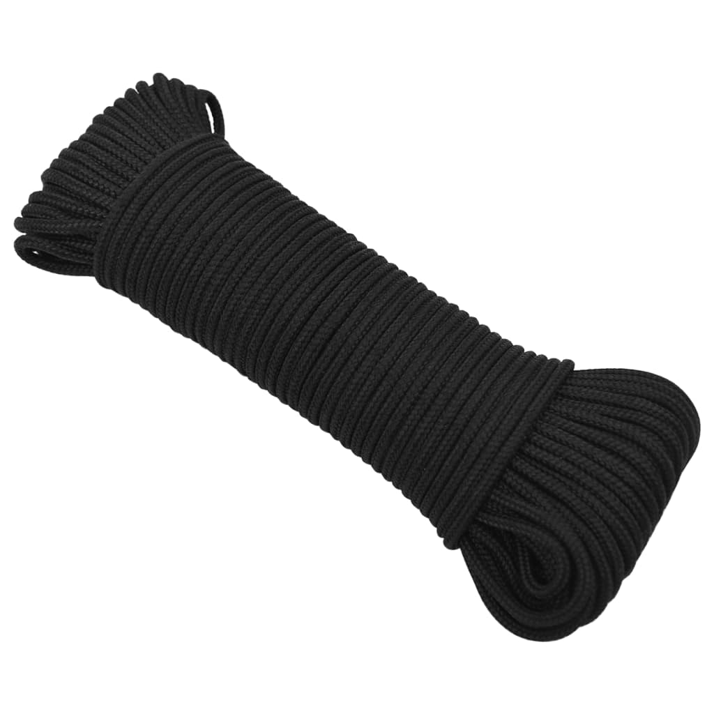vidaXL Boottouw 3 mm 100 m polypropeen zwart afbeelding