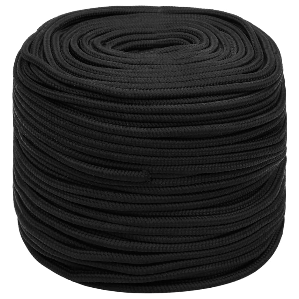vidaXL Veneköysi täysmusta 8 mm 500 m polypropeeni