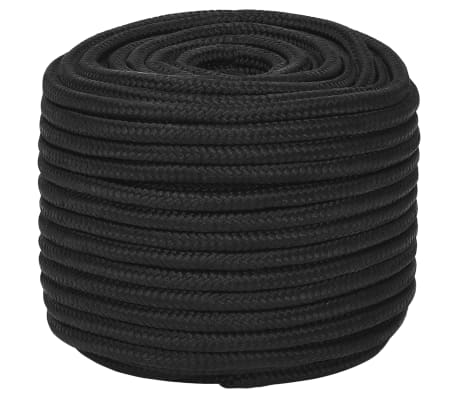 vidaXL Valties virvė, visiškai juoda, 14mm, 25m, polipropilenas