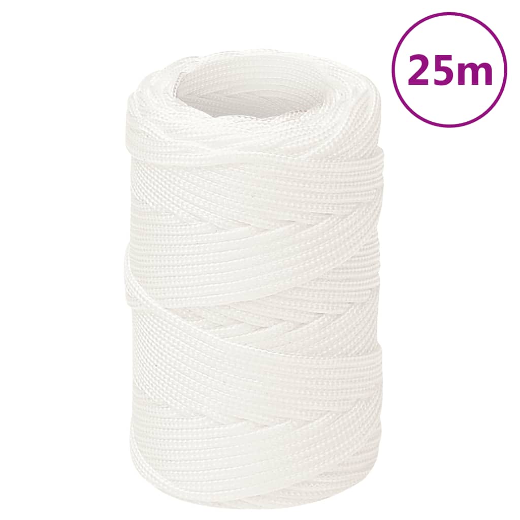 vidaXL Frânghie de barcă, alb complet, 2 mm, 25 m, polipropilenă