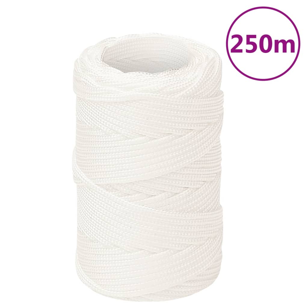 vidaXL Frânghie de barcă, alb complet, 2 mm, 250 m, polipropilenă