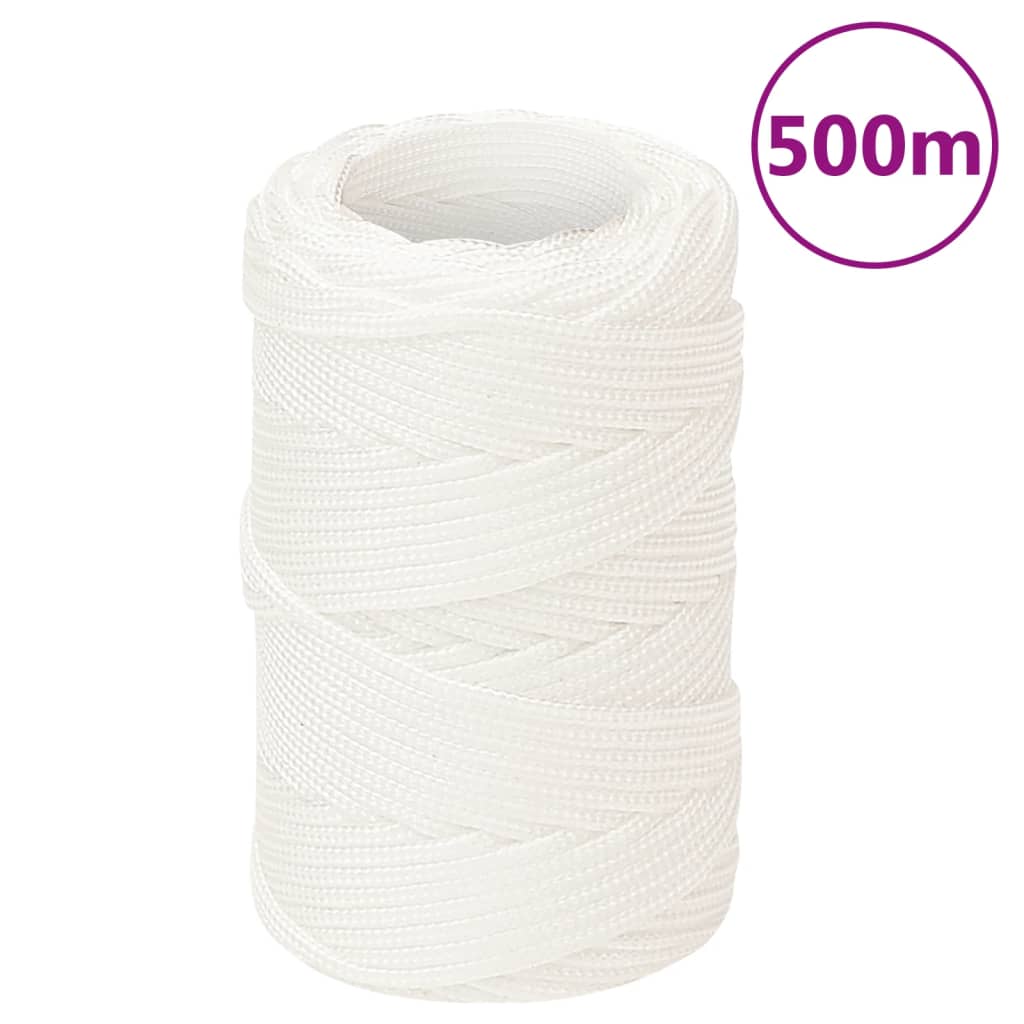 vidaXL Frânghie de barcă, alb complet, 2 mm, 500 m, polipropilenă