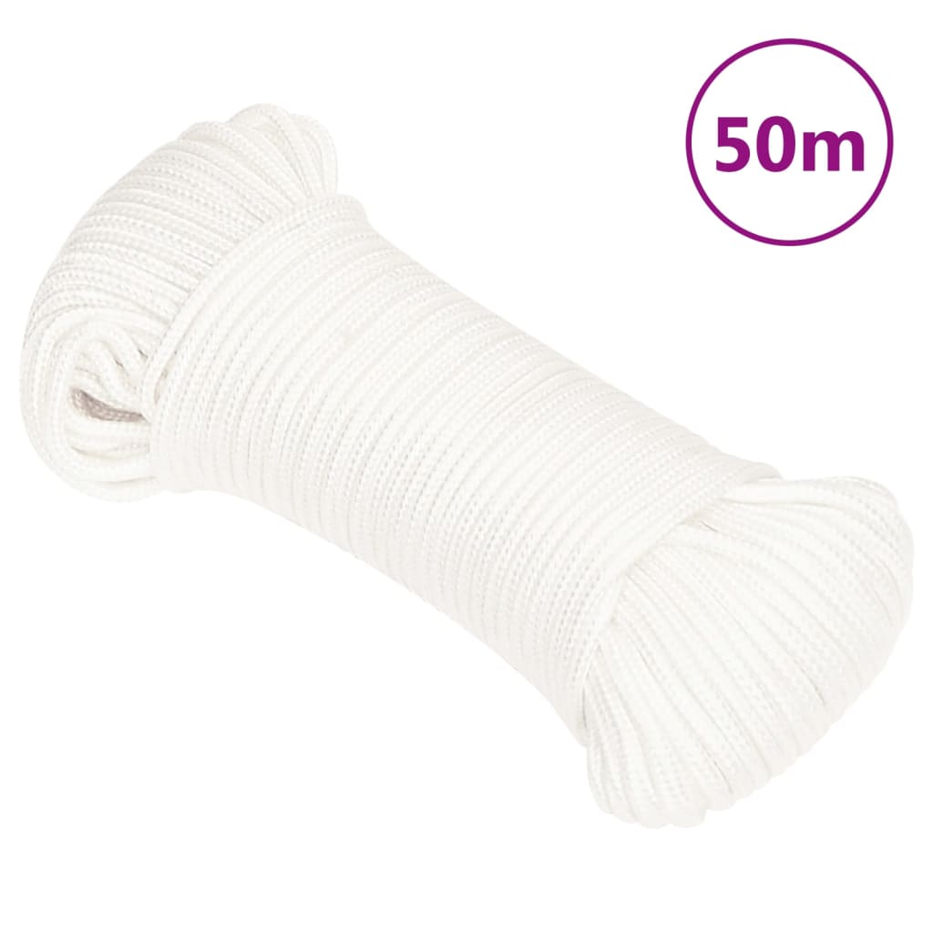 vidaXL Lodní lano celobílé 4 mm 50 m polypropylen