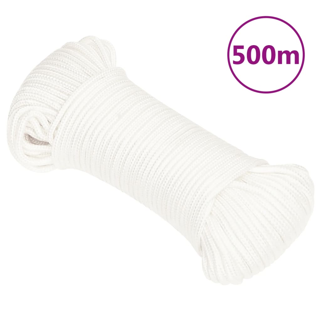 vidaXL Frânghie de barcă, alb complet, 5 mm, 500 m, polipropilenă