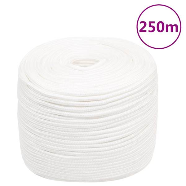 vidaXL paadik&ouml;is, t&auml;isvalge, 10 mm, 250 m, pol&uuml;prop&uuml;leen