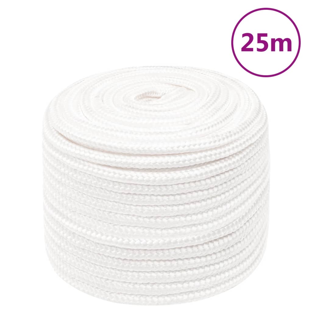 vidaXL Frânghie de barcă, alb complet, 12 mm, 25 m, polipropilenă