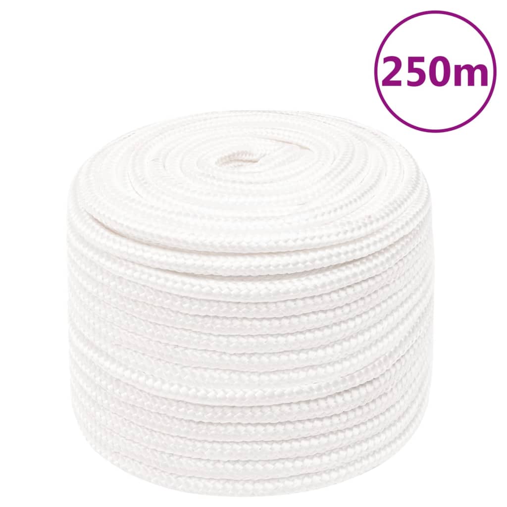 vidaXL Frânghie de barcă, alb complet, 12 mm, 250 m, polipropilenă