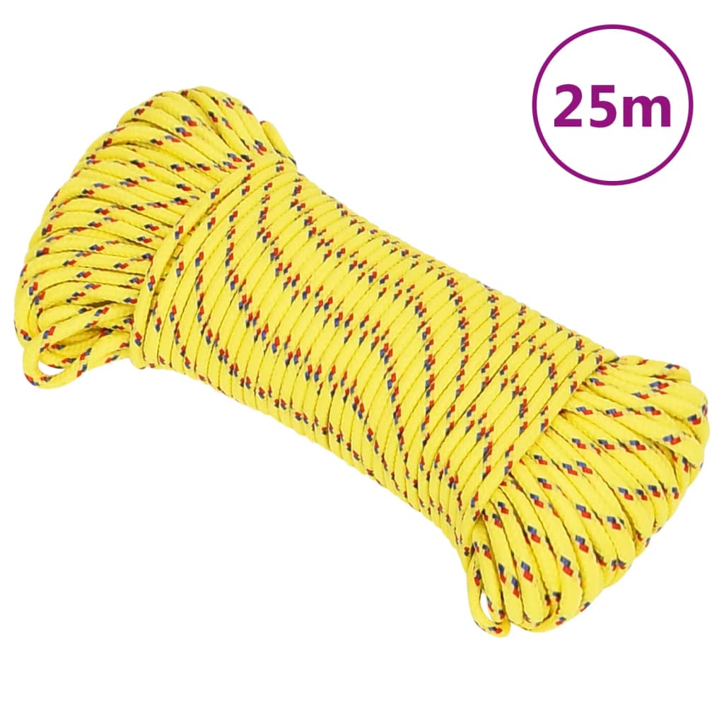 vidaXL Lodní lano žluté 3 mm 25 m polypropylen
