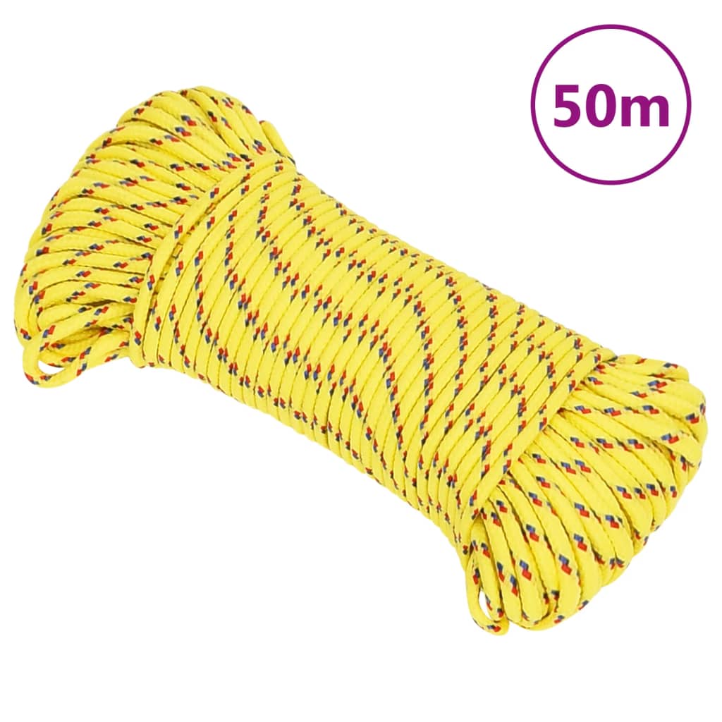 vidaXL Frânghie de barcă, galben, 3 mm, 50 m, polipropilenă