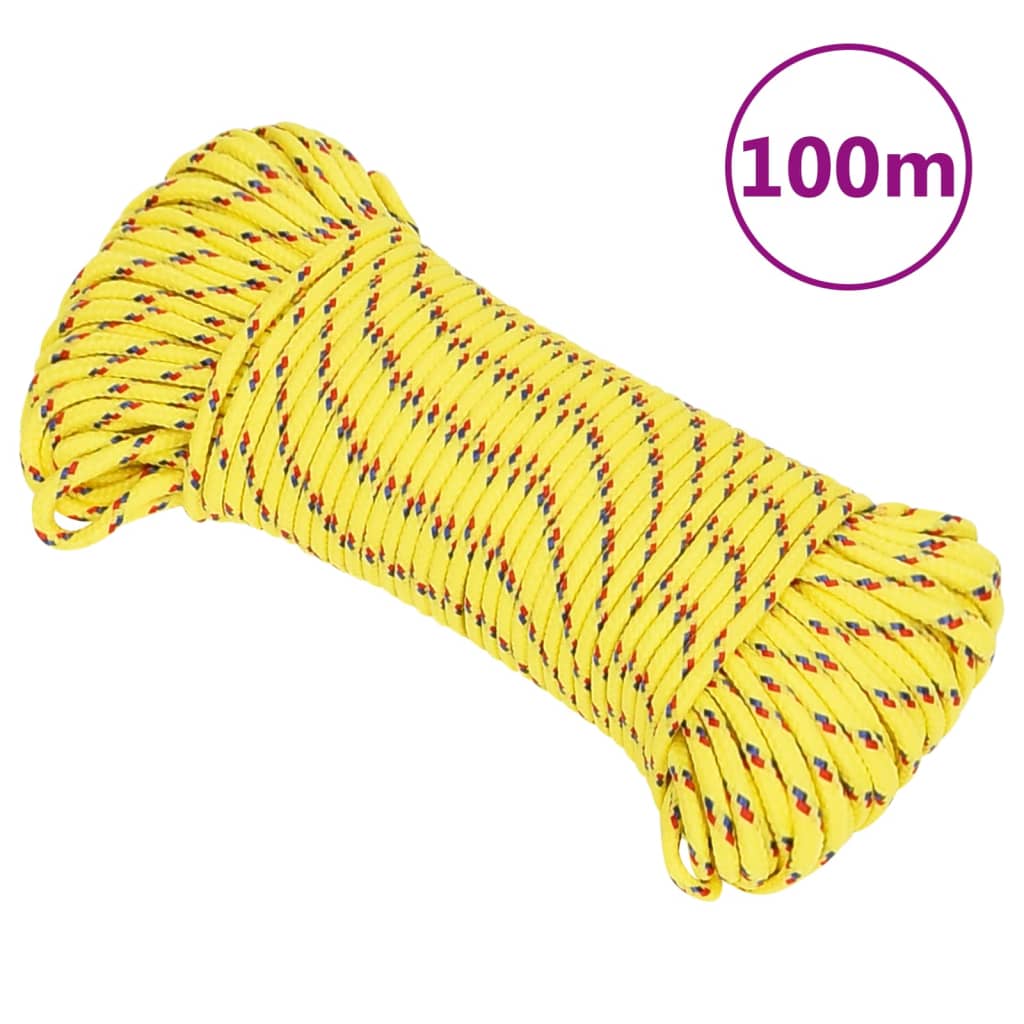 vidaXL Frânghie de barcă, galben, 3 mm, 100 m, polipropilenă