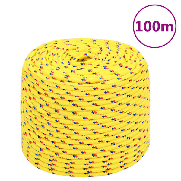 vidaXL paadik&ouml;is, kollane, 10 mm, 100 m, pol&uuml;prop&uuml;leen