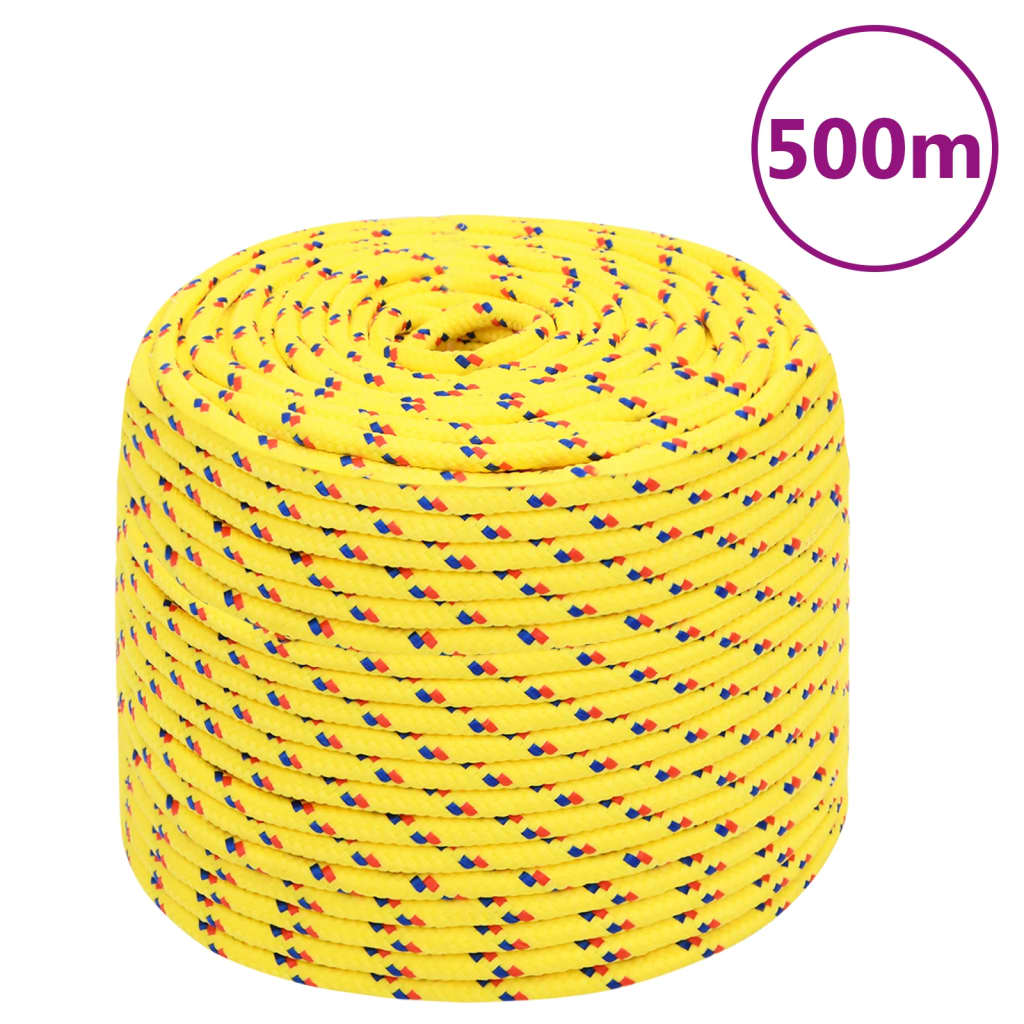 vidaXL Frânghie de barcă, galben, 10 mm, 500 m, polipropilenă
