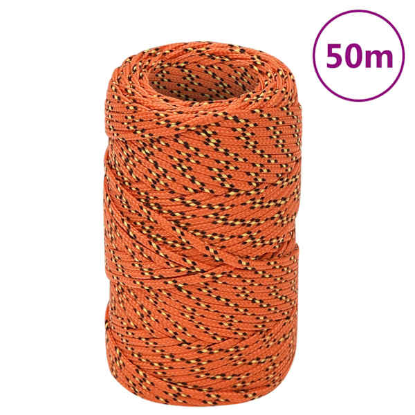 vidaXL paadik&ouml;is, oranž, 2 mm, 50 m, pol&uuml;prop&uuml;leen