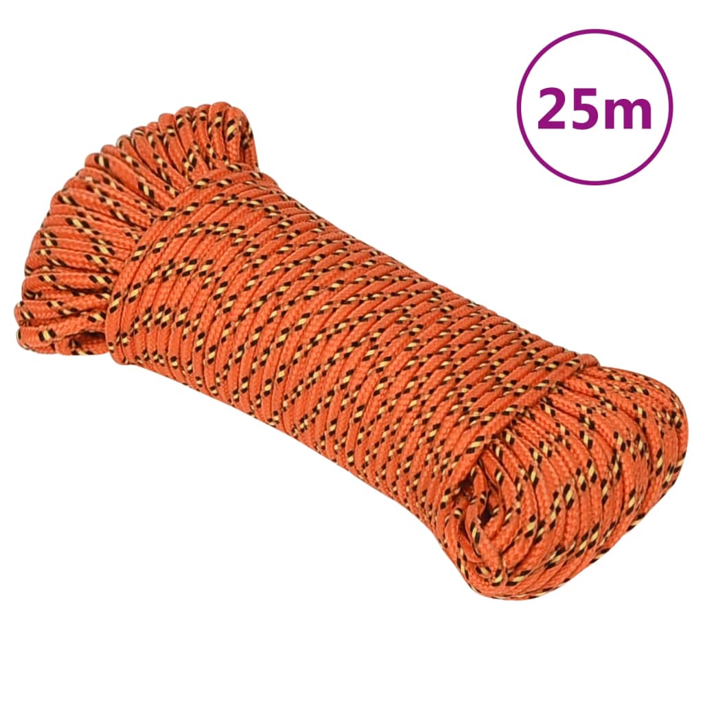 vidaXL Lodní lano oranžové 3 mm 25 m polypropylen