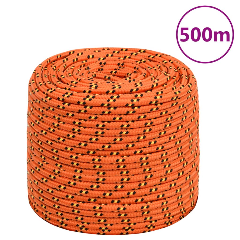vidaXL Frânghie de barcă, portocaliu, 10 mm, 500 m, polipropilenă