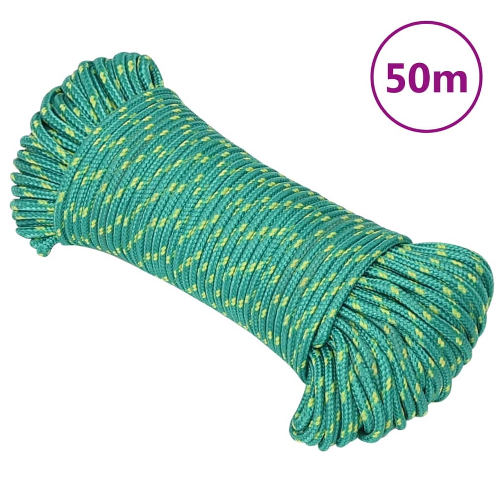 vidaXL Frânghie de barcă, verde, 3 mm, 50 m, polipropilenă