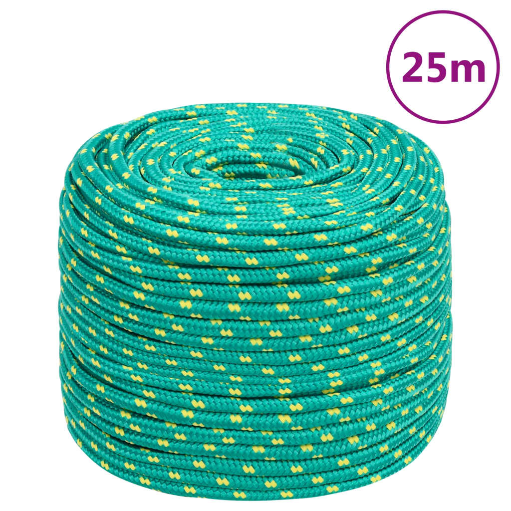 vidaXL Frânghie de barcă, verde, 8 mm, 25 m, polipropilenă