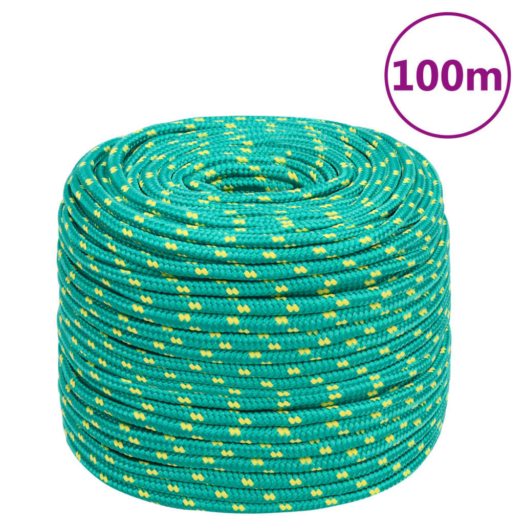 vidaXL Frânghie de barcă, verde, 8 mm, 100 m, polipropilenă