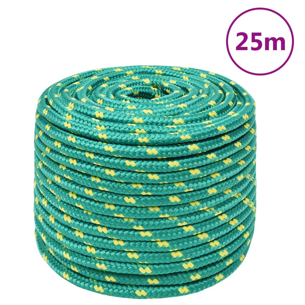 vidaXL Frânghie de barcă, verde, 12 mm, 25 m, polipropilenă