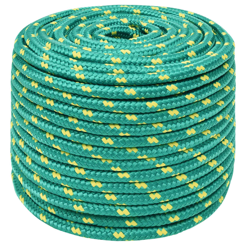 vidaXL Frânghie de barcă, verde, 12 mm, 100 m, polipropilenă
