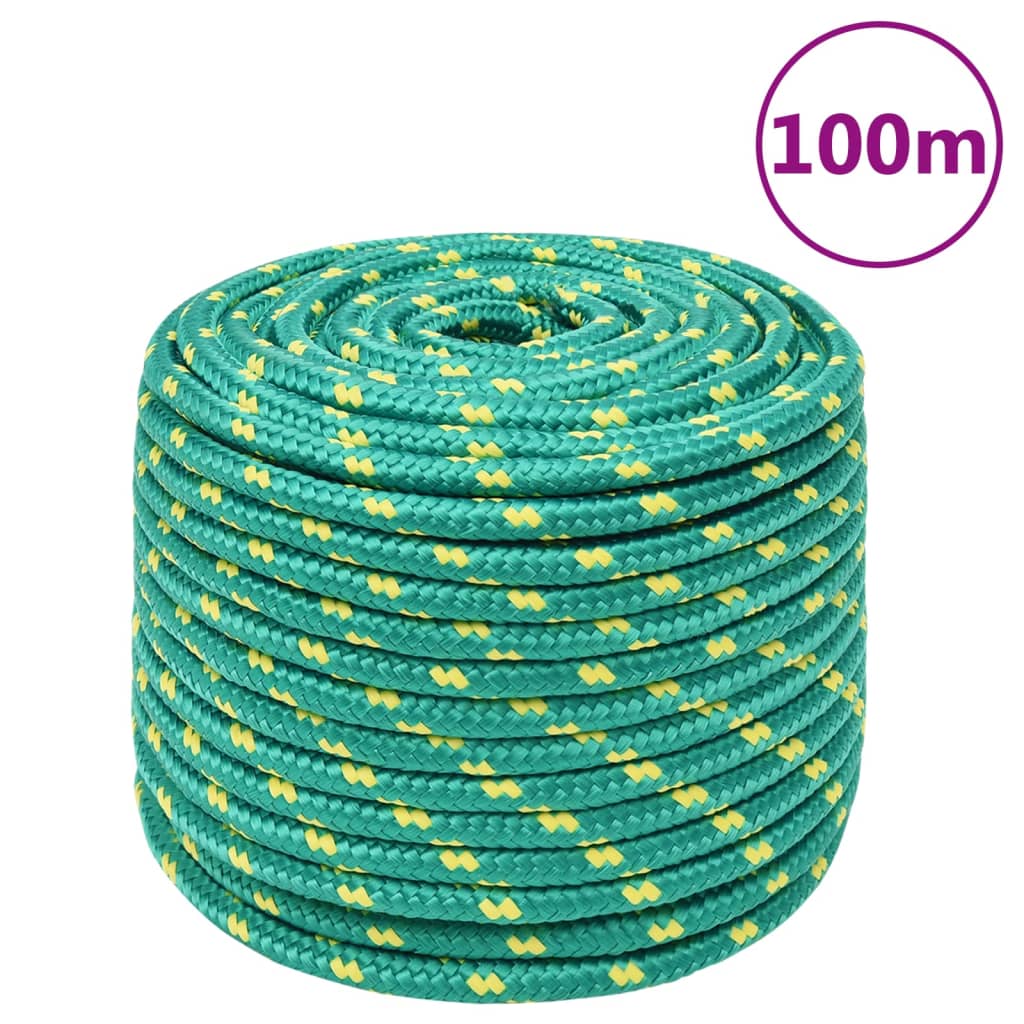 vidaXL Frânghie de barcă, verde, 14 mm, 100 m, polipropilenă