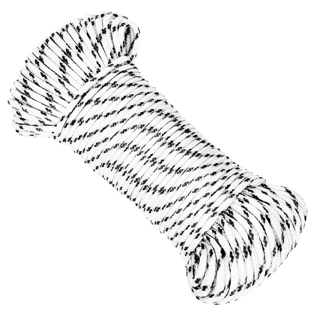 vidaXL Splétané lodní lano bílé 4 mm x 50 m polyester