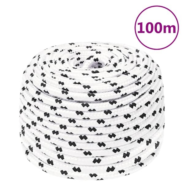 vidaXL t&ouml;&ouml;k&ouml;is, valge, 10 mm, 100 m, pol&uuml;ester