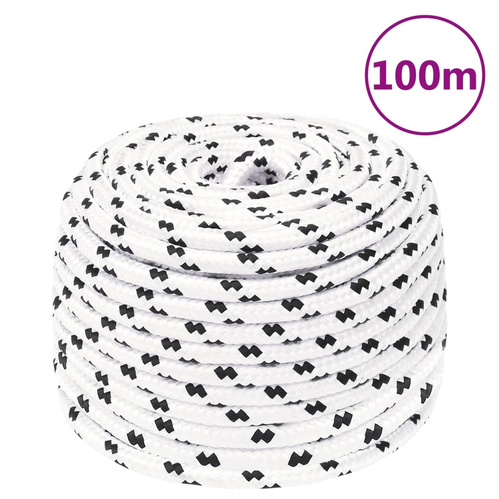 vidaXL Pracovní lano bílé 10 mm 100 m polyester