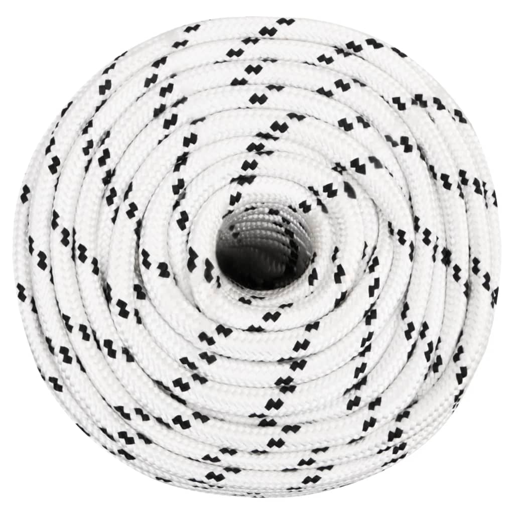 vidaXL Pletené lodné lano biele 14 mm x 25 m polyester